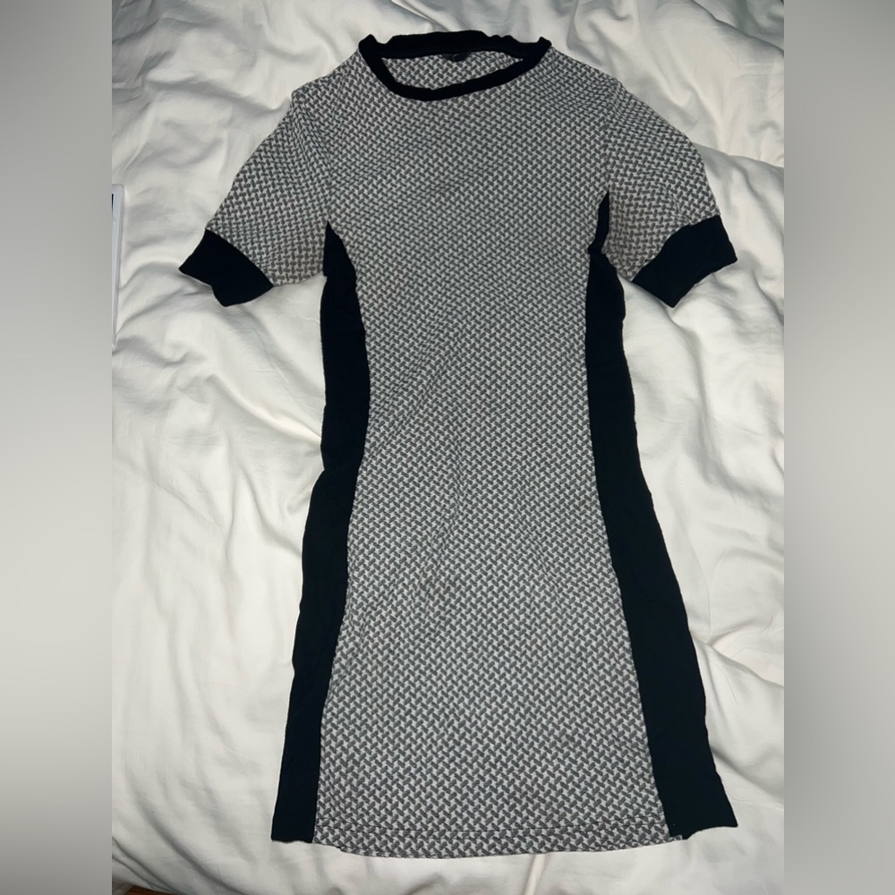 TOPSHOP Dress: Grey, White and Black Dress- US6/UK10